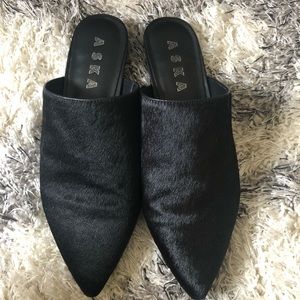 Aska pony hair mules